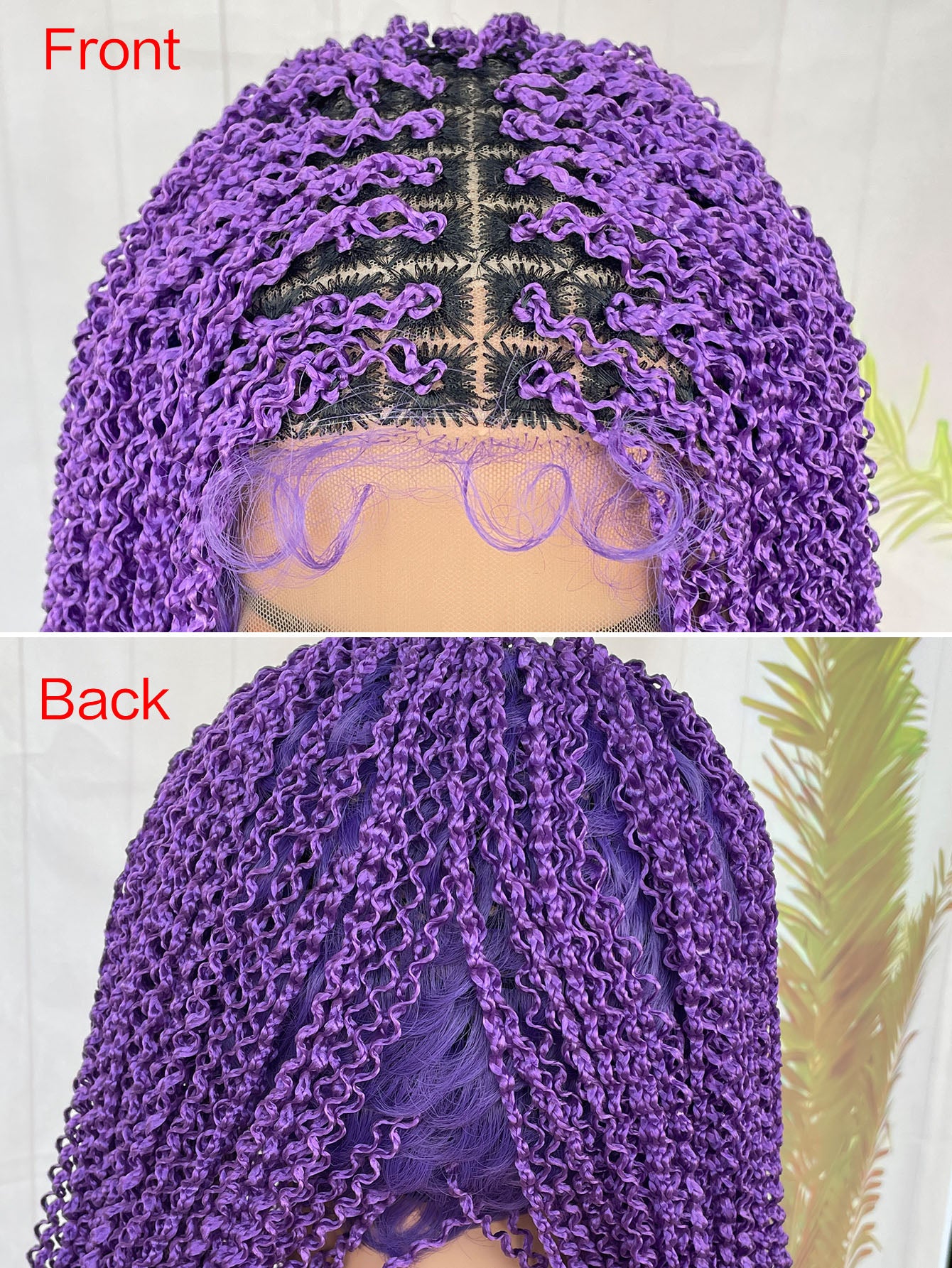 Knotless Box Wig Instant Noodles Long Curly 13*6 Lace Front Purple Wig