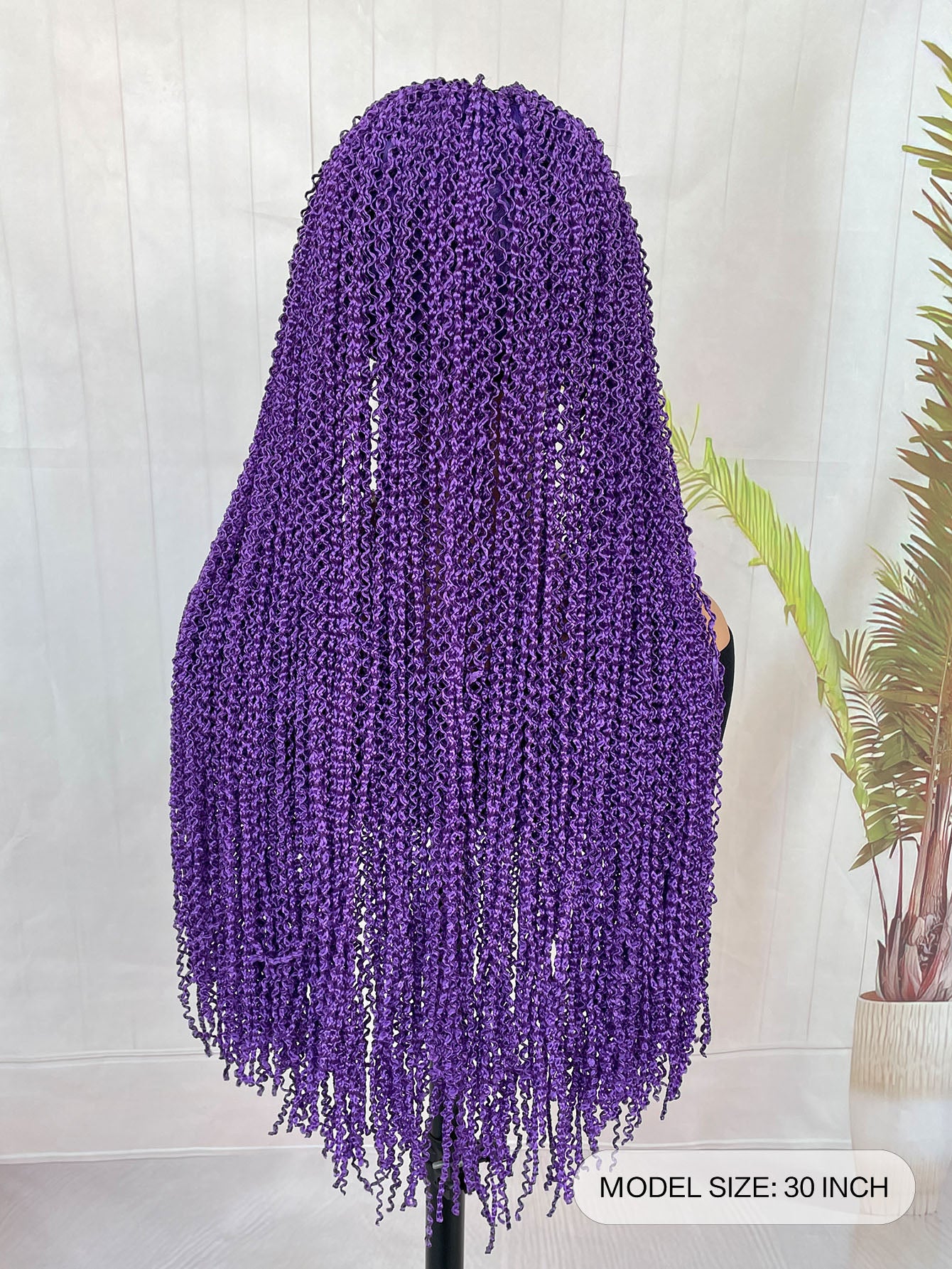 Knotless Box Wig Instant Noodles Long Curly 13*6 Lace Front Purple Wig